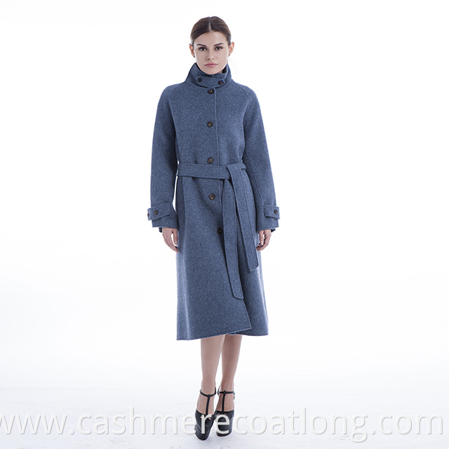 Stand collar cashmere coat
